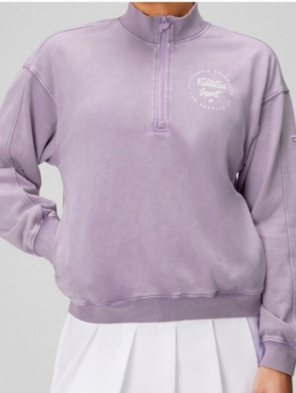 Fabletics Sport Lavender Acid Wash 1/4 Zip Pullover Sweatshirt - Fits Like Mediu - Picture 2 of 9